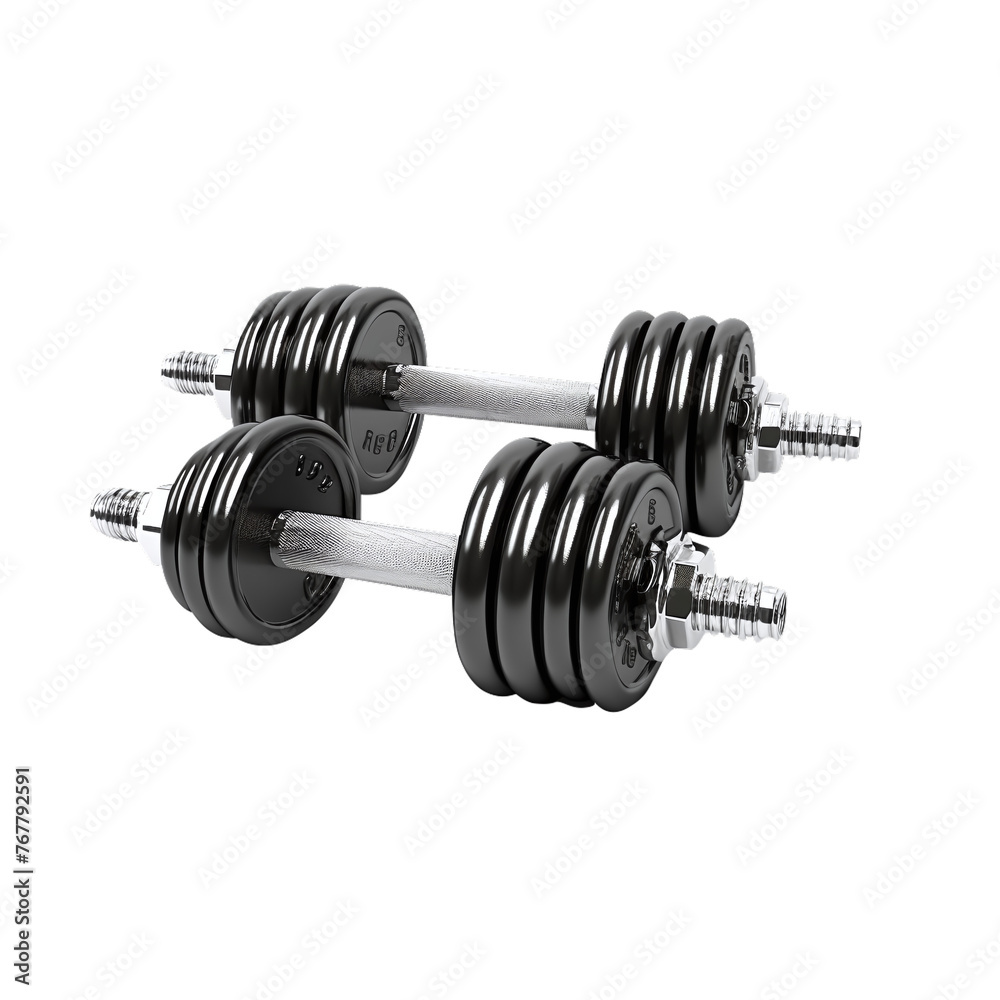 Fototapeta premium set of dumbbells isolated on white