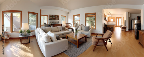 360 living room panorama interior. Modern high degree definition.