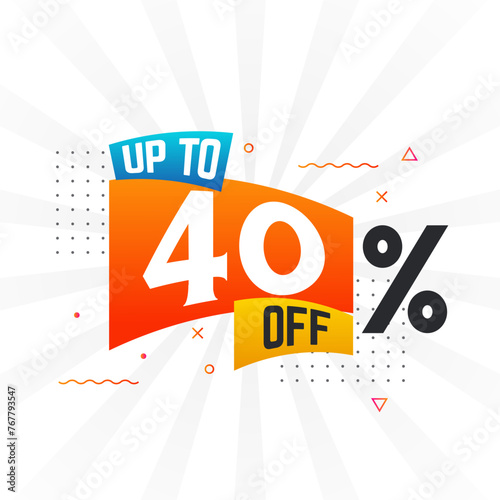 Up To 40 Percent off Special Discount Offer. Upto 40% off Sale of advertising campaign vector graphics.