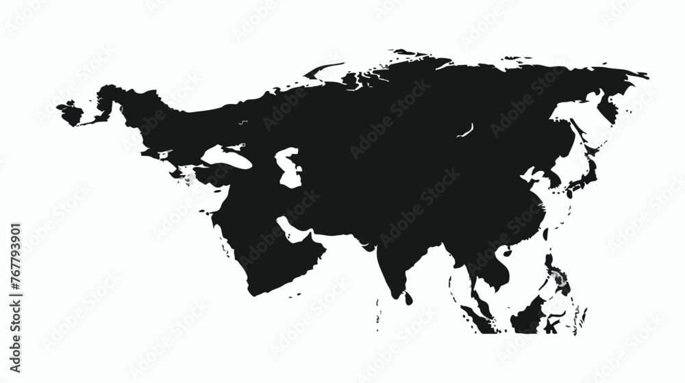 Black silhouette country borders map of United Arab