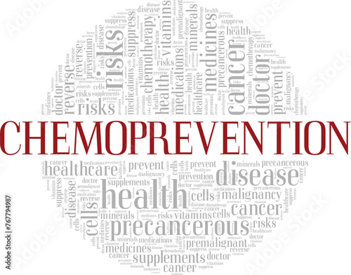 Chemoprevention word cloud conceptual design isolated on white background.