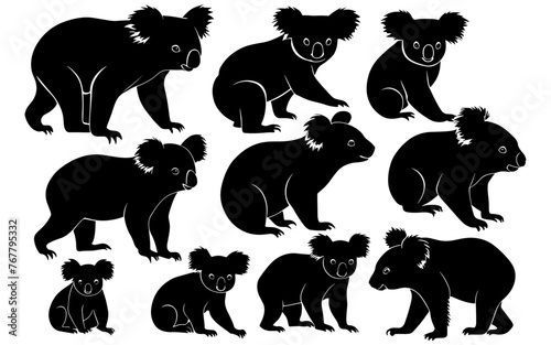 set of a koala silhouette vector illustration