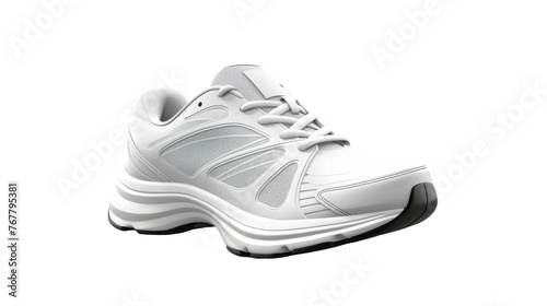 Monochrome Elegance: White Shoe With Black Sole. On a White or Clear Surface PNG Transparent Background.