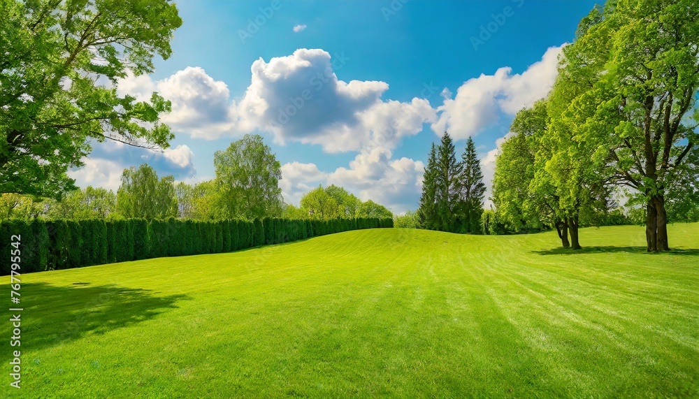 Naklejka premium grass and sky with clouds