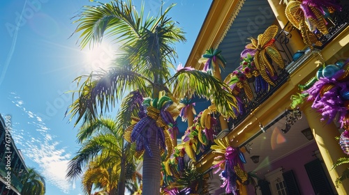 sideview mardi gras palm trees   © chaynam