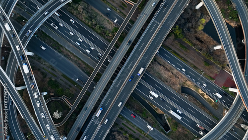 高速道路のジャンクション　ドローン空撮 photo