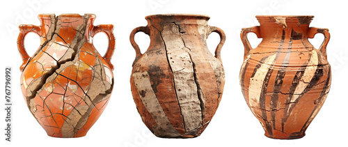 Set of ancient amphoras, cut out
