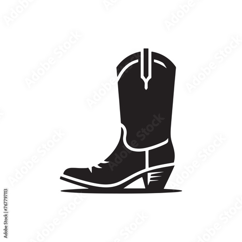 Vector Cowgirl Shoes Silhouette: Western Style Footwear for the Adventurous Cowgirl- cowgirl shoes vector stock.