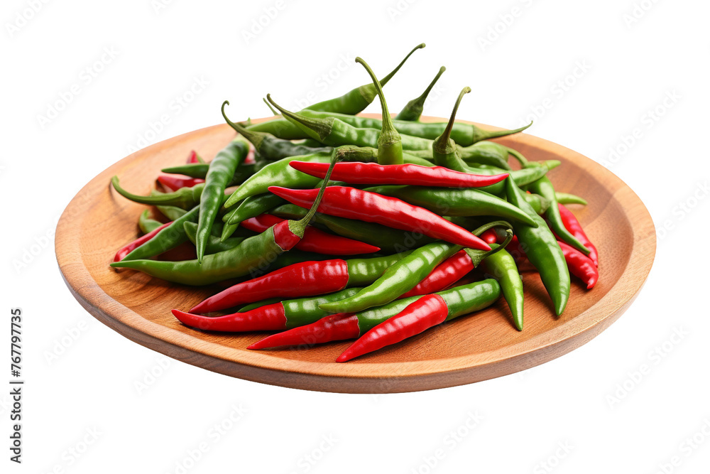 Vibrant Peppers on Rustic Plate. On a White or Clear Surface PNG Transparent Background. Vibrant Peppers on Rustic Plate. On a White or Clear Surface PNG Transparent Background.