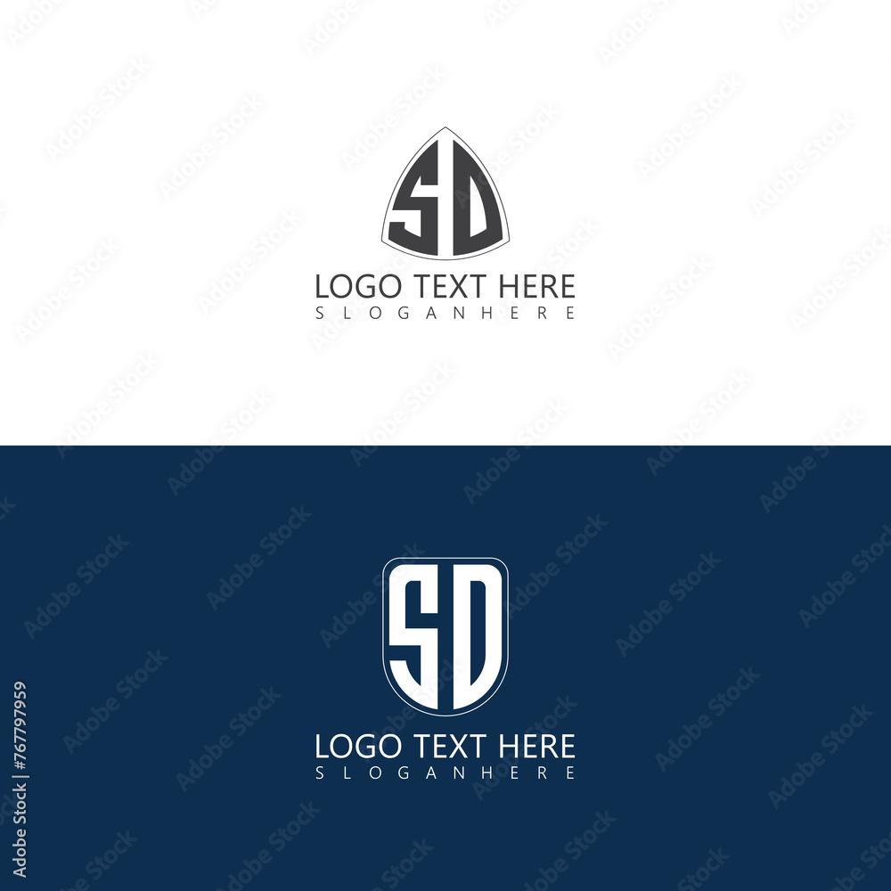 SD 2 style text initial monogram logo with creative style design.  - obrazy, fototapety, plakaty 