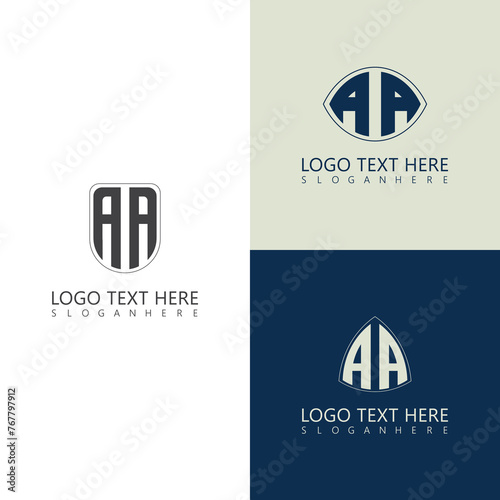 AA 3 style text initial monogram logo with creative style design.  photo