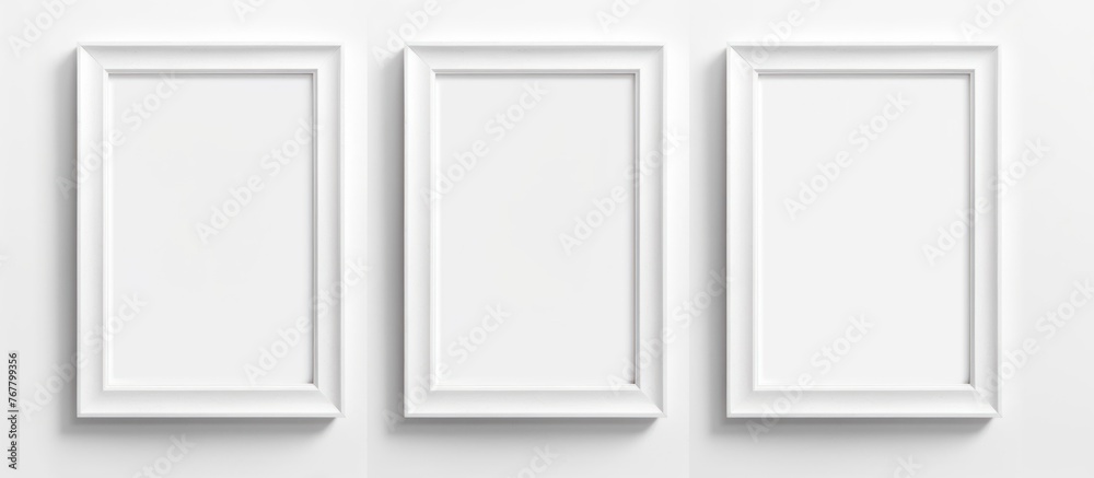 Empty frame on the wall on a white background