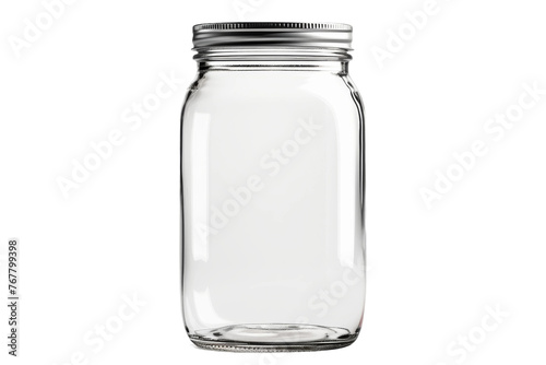 Illuminated Solitude: A Glass Jar With a Metal Lid. On a White or Clear Surface PNG Transparent Background.