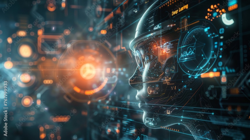 Artificial Intelligence Computer cinematic style whoing the advance in technology, Cinematic style, poster
Artificial Intelligence Computer cinematic style whoing the advance in technology, Cinematic style, poster