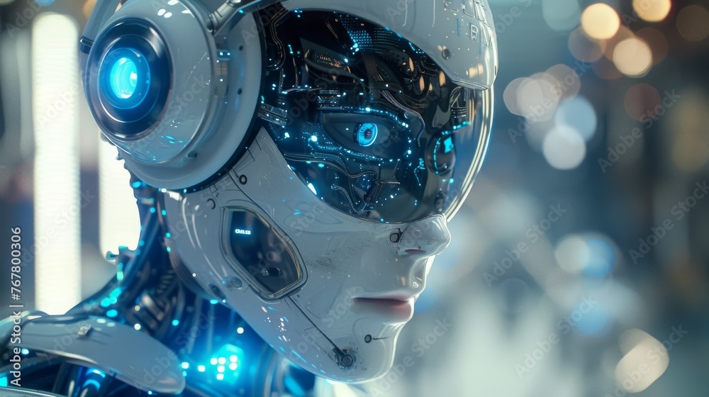 Artificial Intelligence Computer cinematic style whoing the advance in technology, Cinematic style, poster
