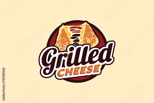 grilled cheese logo with a combination of a split grilled cheese and beautiful lettering. This is suitable for fast food, restaurants, cafes, food trucks, etc.