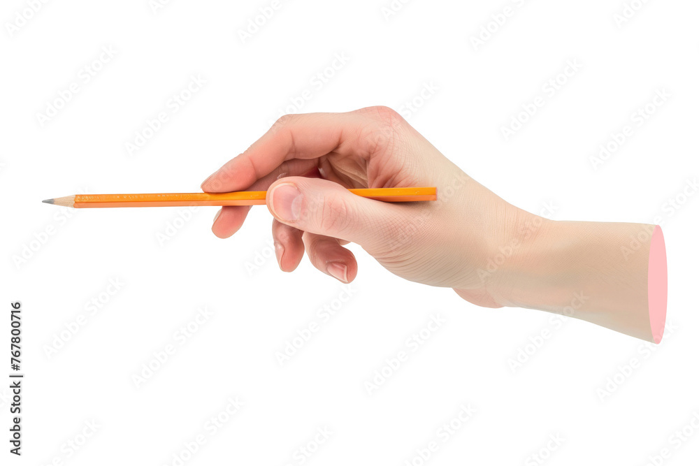 A hand holding a pencil, Trendy cut out design element for collage montage A hand holding a pencil, Trendy cut out design element for collage montage