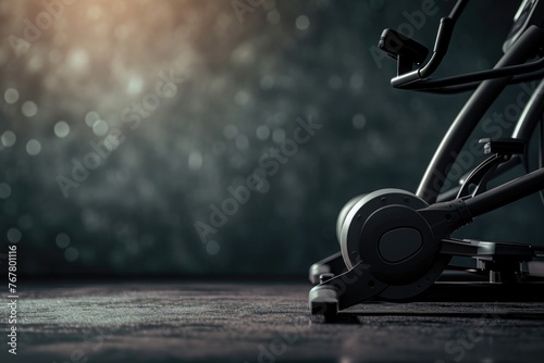 Fitness equipment on a dark background with copy space photo