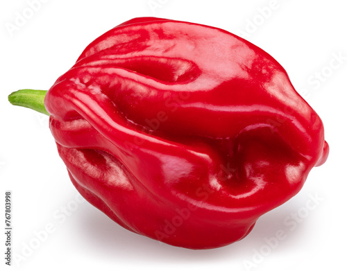 Red habanero pepper on white background. File contains clipping path.