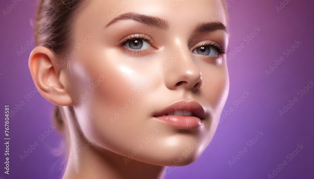Portrait of young beautiful woman with perfect smooth skin. Concept of natural beauty, cosmetology, cosmetics, skin care and plastic surgery, modeling and cosmetic uses