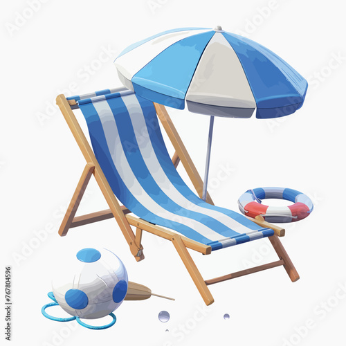 a beach chair with a beach ball and umbrella