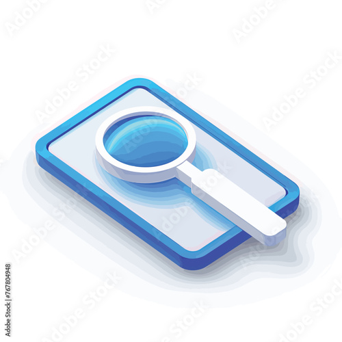 a magnifying glass sitting on top of a blue square