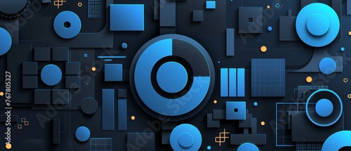 Black and blue abstract art features smooth gradients, bold shapes, and a futuristic vibe.