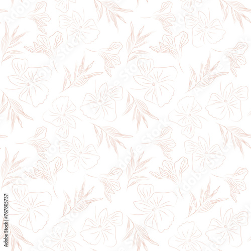 Vector seamless pattern with flowers on a white background. Ideal for clothing prints, textiles, wallpaper, wrapping paper, scrapbooking.