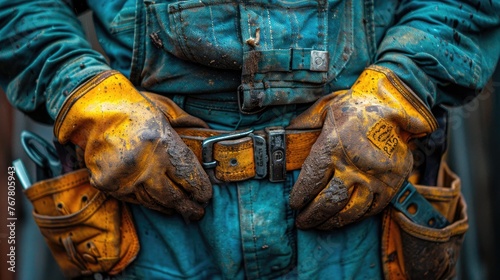 Safety equipment Hanging from the engineer's belt.