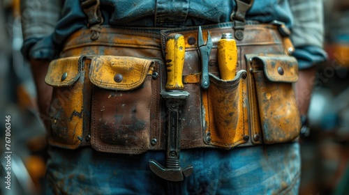 Safety equipment Hanging from the engineer's belt.
