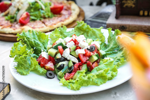 Close-Up of a Tasty Plate of Food on a Table