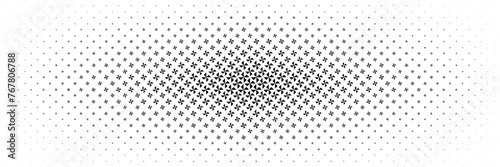 horizontal halftone from center of black propeller design for pattern and background.
