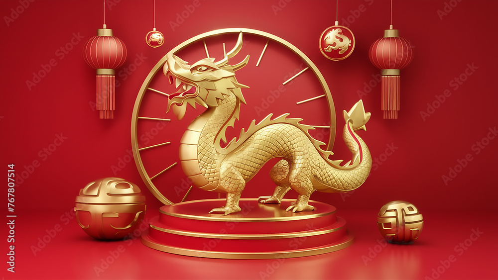 Fototapeta premium chinese new year dragon. Ai generate 