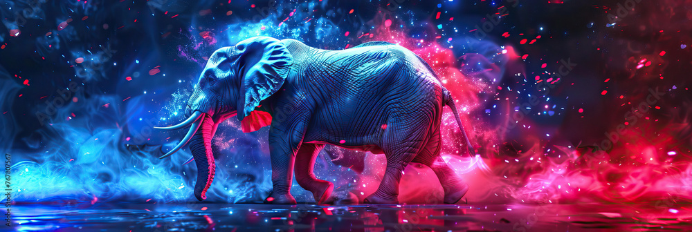 Elephant (Republican Party Symbol). Political election in america. Red white and blue - obrazy, fototapety, plakaty 