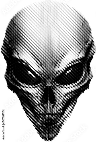 Halftone alien head vector illustration photo