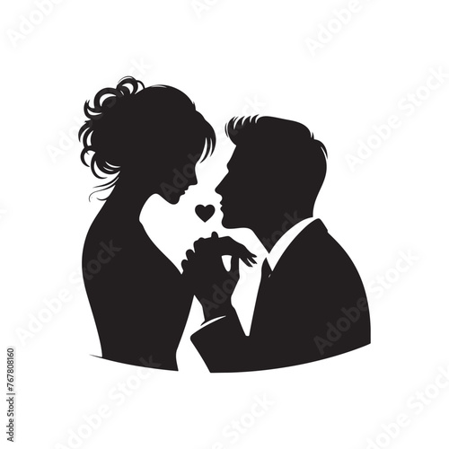 Vector Silhouette of Couple Proposing: Romantic Gesture Captured in Silhouette, proposing couple vector stock.