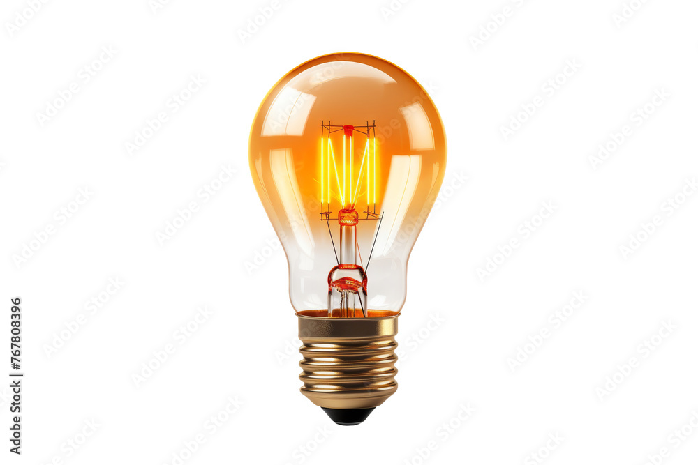Fototapeta premium Illuminating Innovation: Yellow Light Bulb on White Background. On a White or Clear Surface PNG Transparent Background.