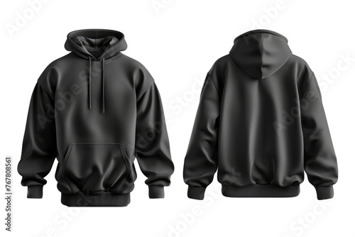 black tracksuit mockup with front and back views,