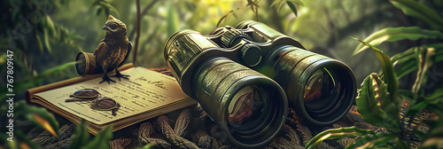 Binoculars, Field Guide, Birding Journal, Camera - Birdwatching Kit