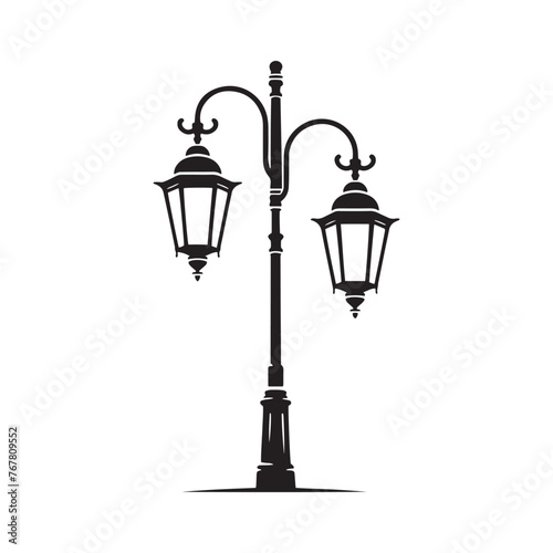 Vector Silhouette of Street Lamp: Urban Lighting Element in Simplified Form, street lamp vector stock.