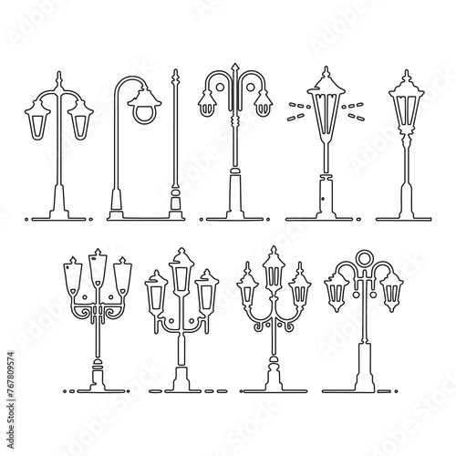 Vector Silhouette of Street Lamp: Urban Lighting Element in Simplified Form, street lamp vector stock.
