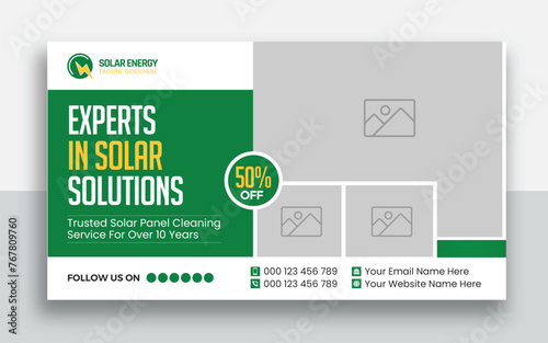 Green energy, eco world, bioenergy, solar power, electrical vehicle, eco-friendly youtube thumbnail and web banner template design