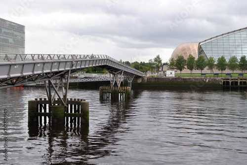 Modern Footbridge over Wide River