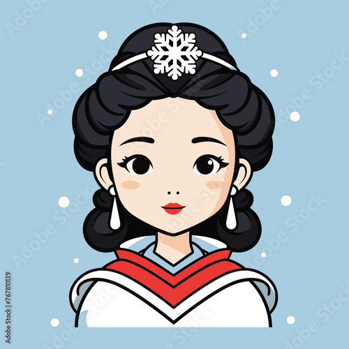 portrait of a asian snow queen woman
