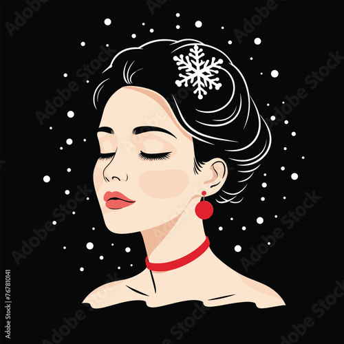 portrait of a asian snow queen woman
