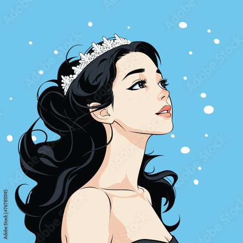 portrait of a asian snow queen woman