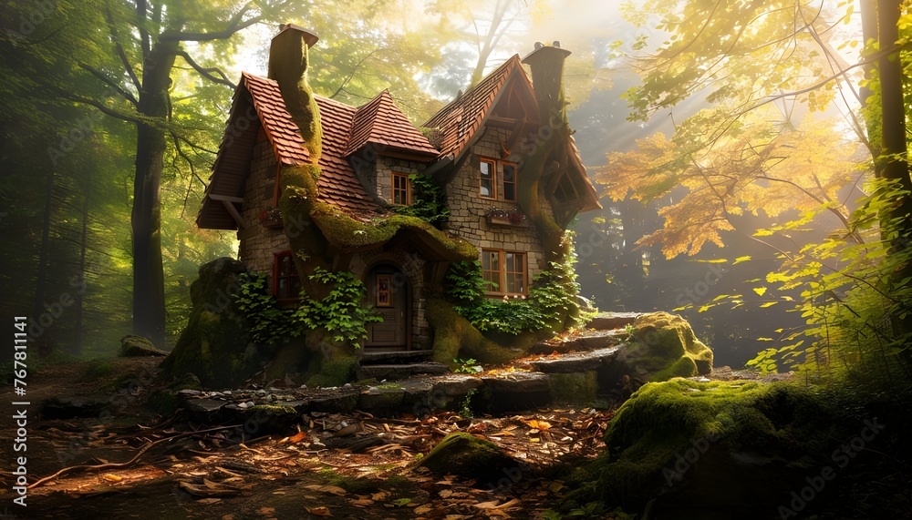 Fototapeta premium Fantasy house in a wood