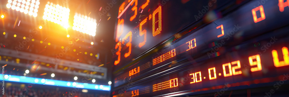 A scoreboard displaying the current score and inning during a competitive baseball game