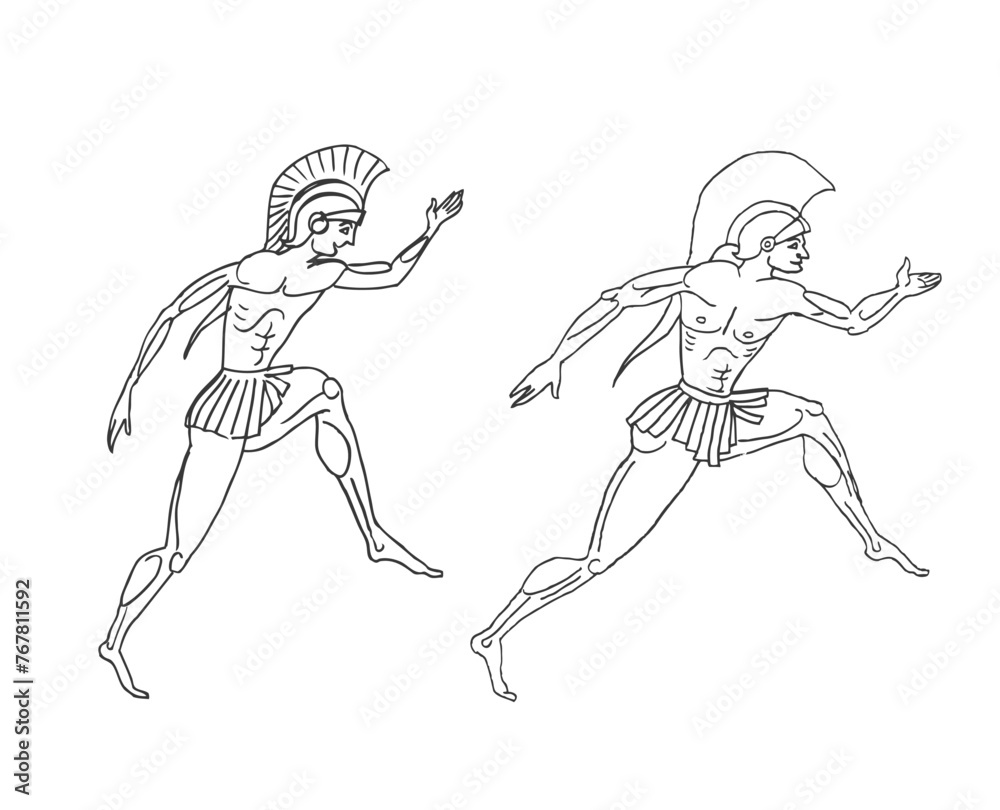 Obraz premium Set of silhouette athletes of the Olympic Games of ancient Greece. Vector
