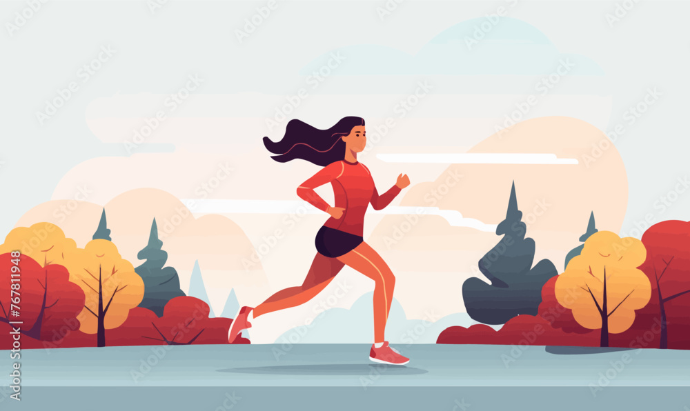 Woman Jogging vector flat minimalistic isolated illustration